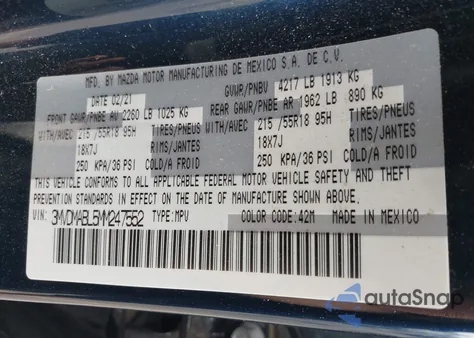 2021 Mazda Cx-30 Select from USA, damaged, VIN 3MVDMABL5MM247552